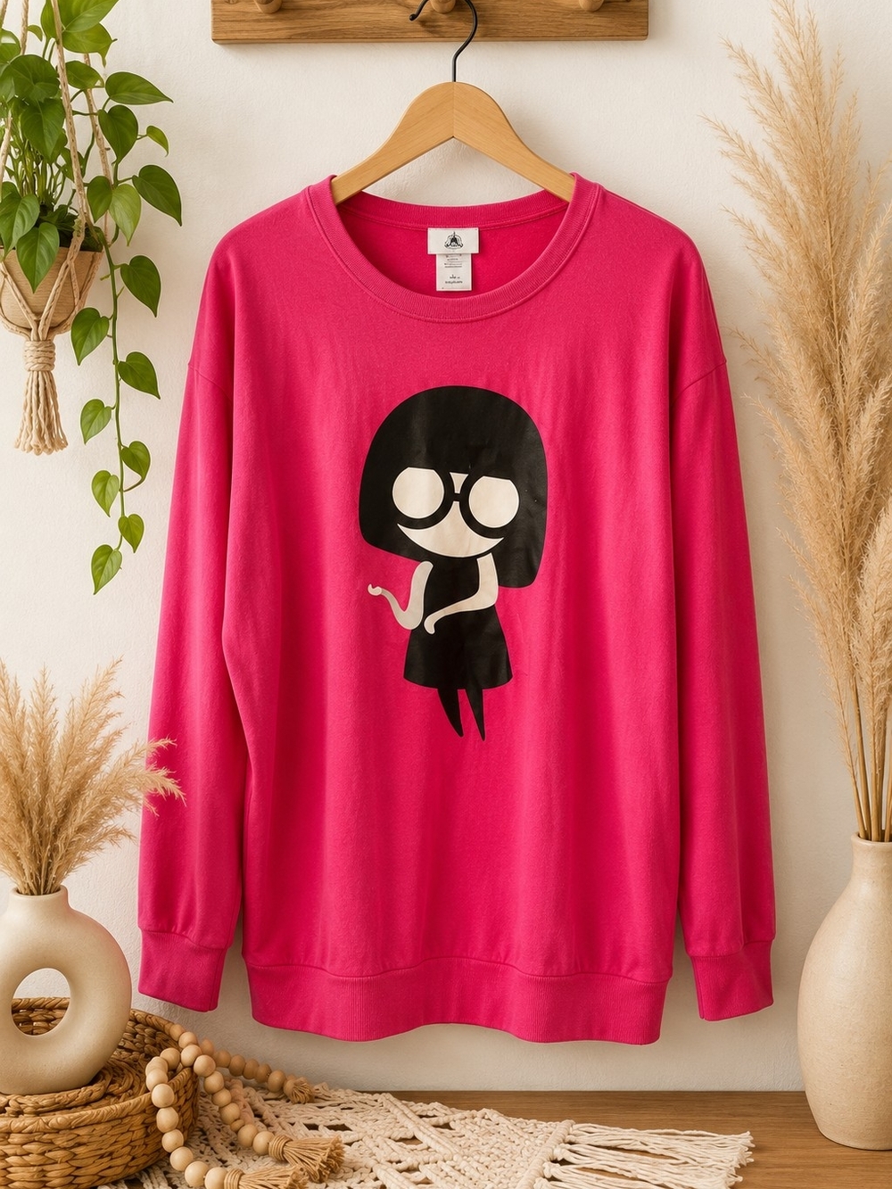 Disney Pixar Edna Mode No Capes Pink Graphic Sweatshirt XL Long Sleeve Pullover